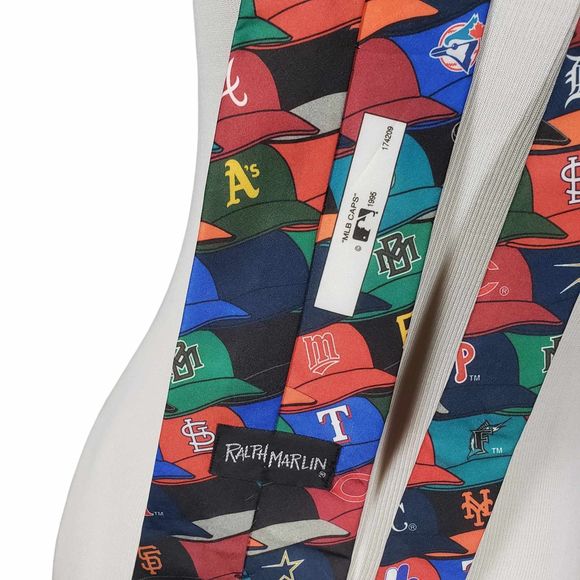 Ralph Marlin MLB Caps Men's Multicolor Novelty Necktie - Picture 2 of 5